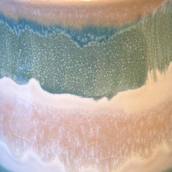 Jumbo Glossy Drip Glaze Ceramic Mug in Hues of Blue, Gray, Mauve Pink & White - Picture 10 of 10